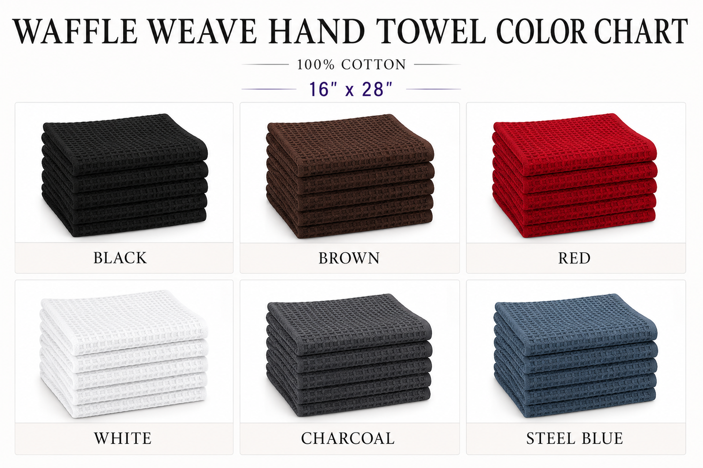 Waffle Weave Hand Towel Color Chart