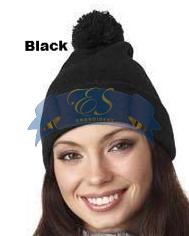 Knit Pom-Pom Beanie with Cuff - ES Embroidery