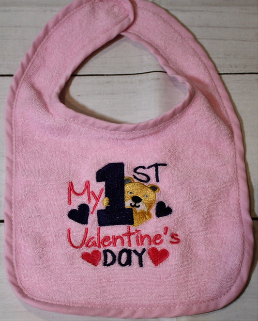 Girl's My 1st Valentine's Day Bib