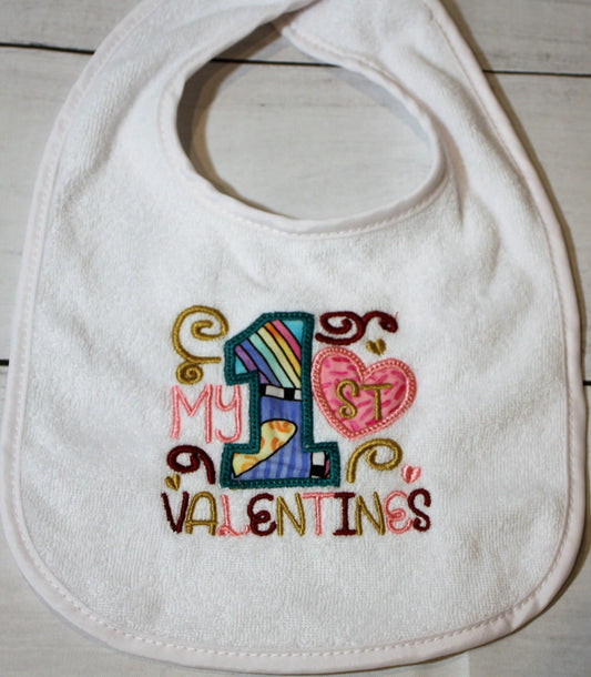 Girl's My 1st Valentine's Bib