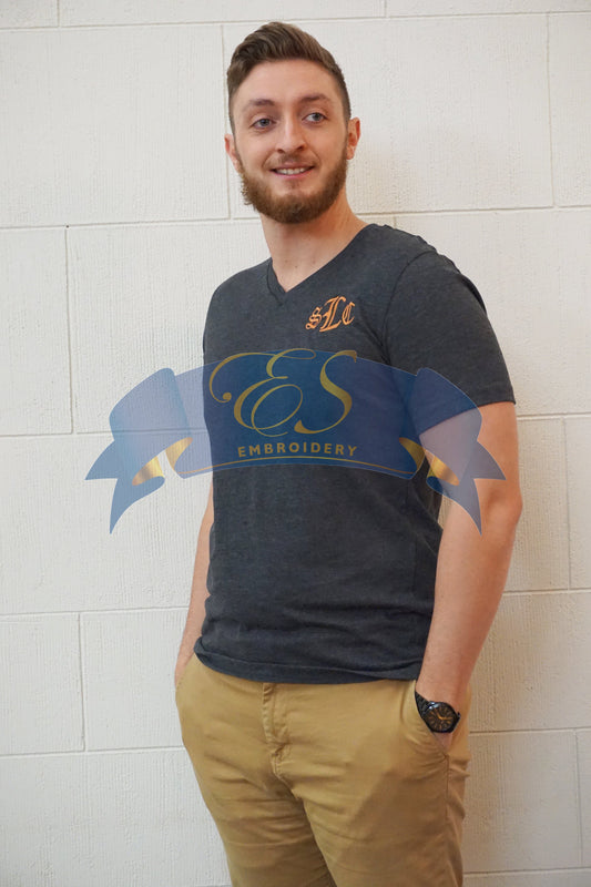 Short-Sleeve V-Neck T-Shirt - ES Embroidery
