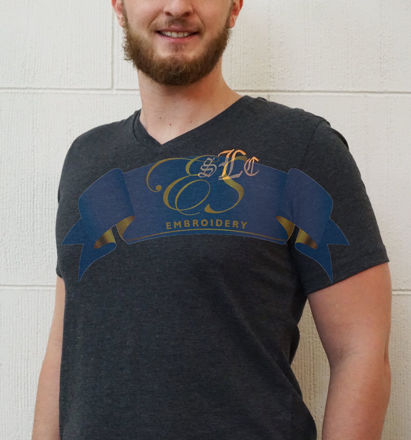 Short-Sleeve V-Neck T-Shirt - ES Embroidery