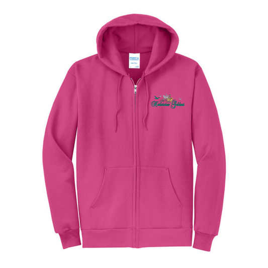 Harborview Goldens - Pink Zip Up Hoodie - Embroidered Left Chest - Unisex- Port & Co PC78ZH