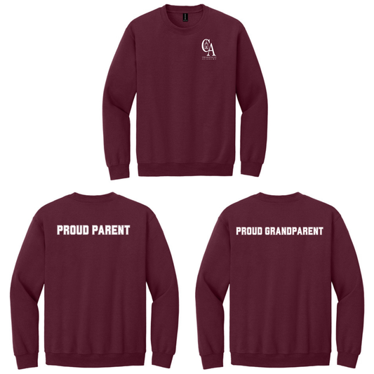 Chiaravalle Academy Proud Parent or Grandparent - Sweatshirt - Unisex - DTF Left Chest and Back - Gildan 18000