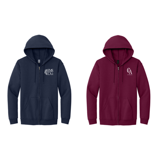 Enfield Montessori or Chiaravalle Academy School Logo - Zip Up Hoodie - Unisex - Gildan 18600