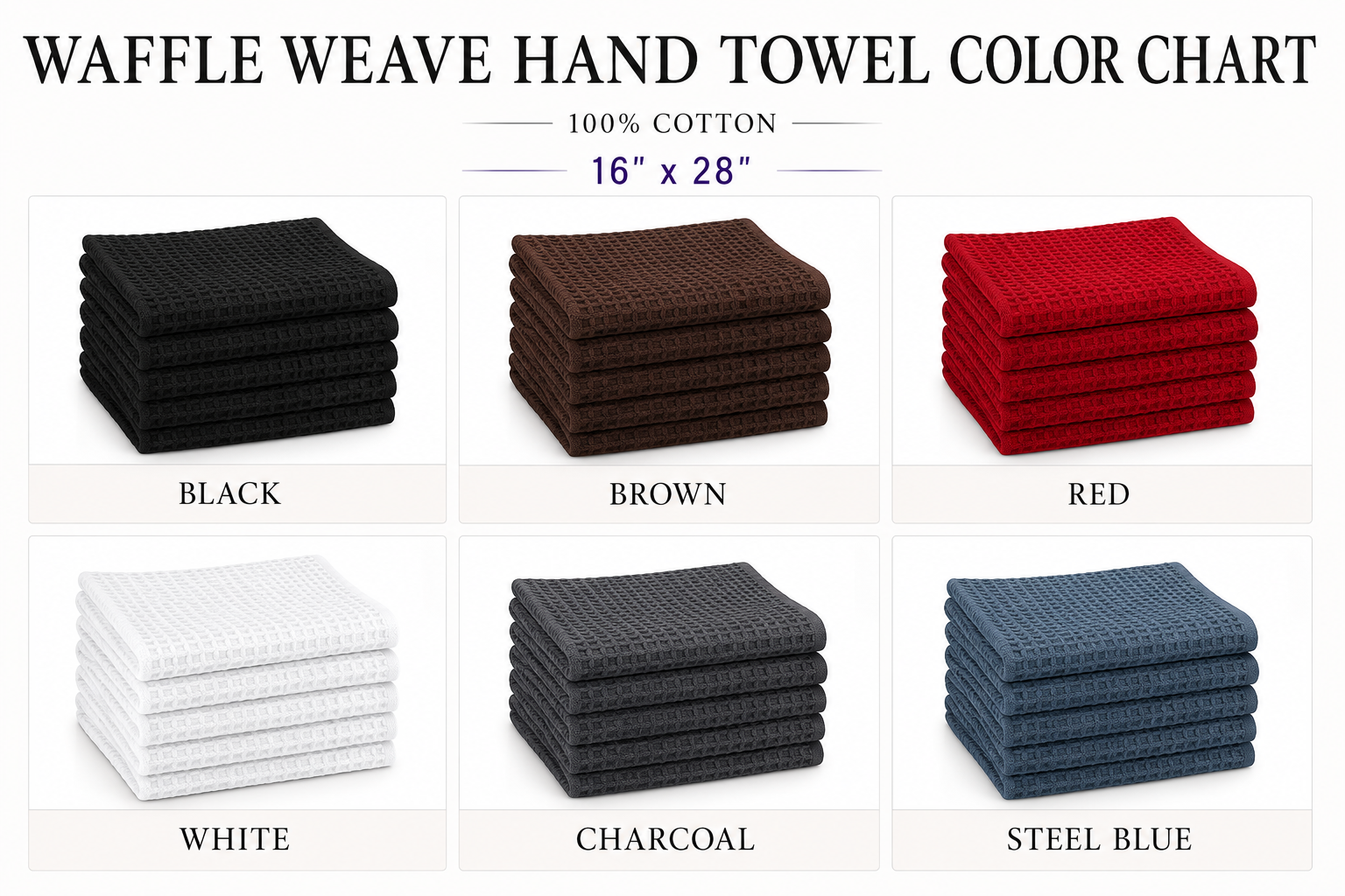 Waffle Weave Hand Towel Color Chart