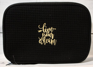 Live your Dream Waffle Weave Spa Bag