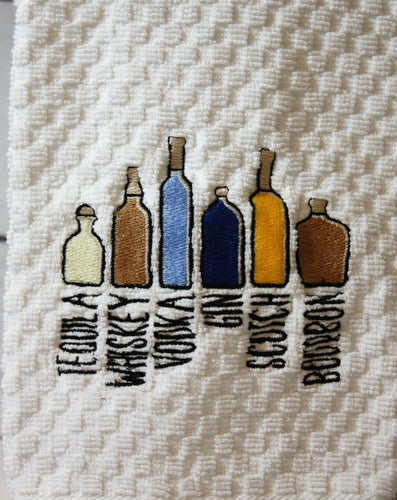 Liquor Bottles Listed Kitchen Towel