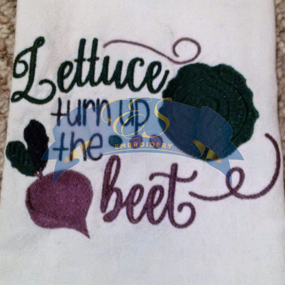Lettuce Turn up the Beet Striped Kitchen Towel