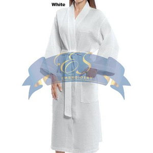 Mid Calf Length Waffle Weave Robe - ES Embroidery