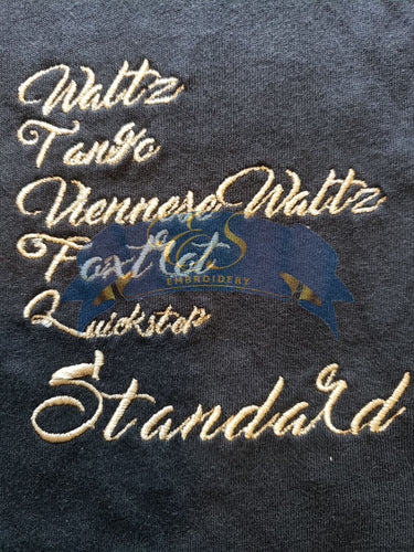 Standard: Waltz, Tango, Viennese Waltz, Foxtrot, Quickstep